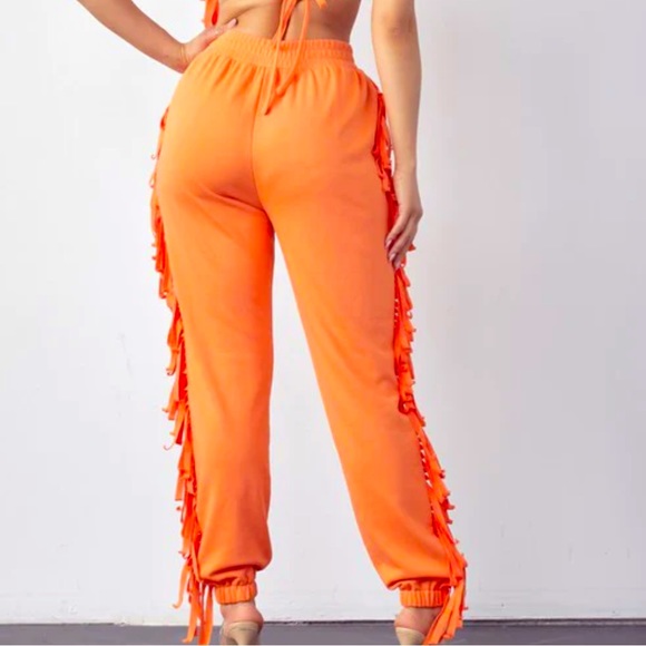 Orange Fringe Joggers Size Medium - Picture 3 of 10